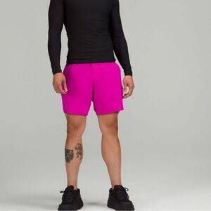 LULULEMON Pace Breaker linerless Pink men athletic running water short L